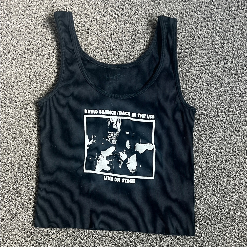 Brandy Melville Black Graphic Tank Top - Picture 1 of 2